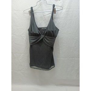 Rampage Black Empire Waist Halter Top Beaded Broach Pleated Bottom Womens Medium